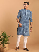 Thumbnail for Shvaas by Vastramay Men's Indigo Blue And White Cotton Kurta And Pyjama Set - Distacart
