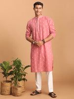 Thumbnail for Shvaas by Vastramay Men's Pink And White Cotton Kurta Pyjama Set - Distacart