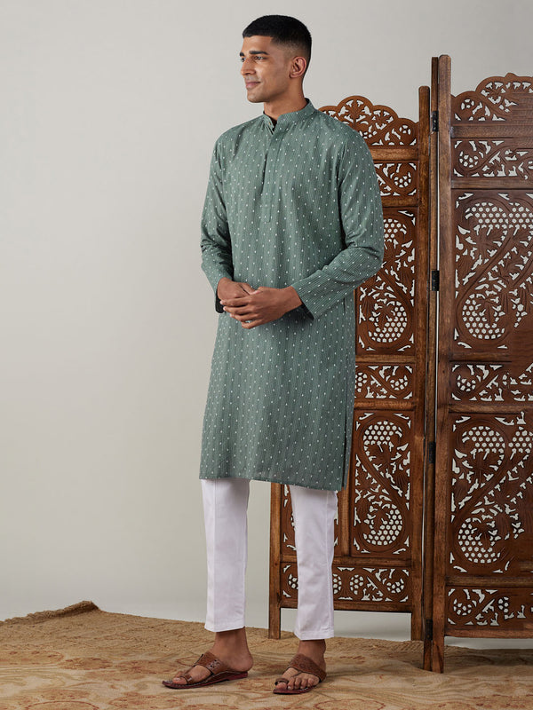 Shvaas by Vastramay Men's Green And White Cotton Kurta Pyjama Set - Distacart