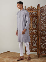 Thumbnail for Shvaas by Vastramay Men's Grey And White Cotton Kurta Pyjama Set - Distacart