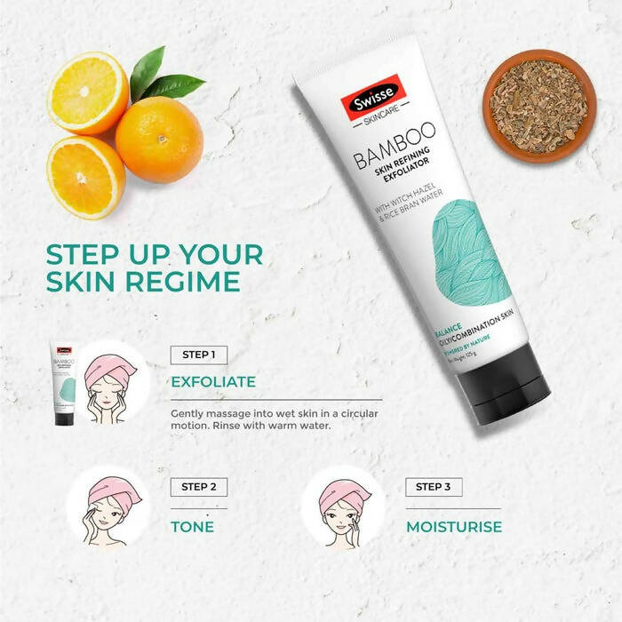 Swisse Skincare Bamboo Skin Refining Exfoliator With Witch Hazel & Rice Bran Water - Distacart