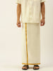 Ramraj Cotton Mens 1/2" Pure Cotton Dhoti Comes With Dhoti And Towel Set - Cream - Distacart