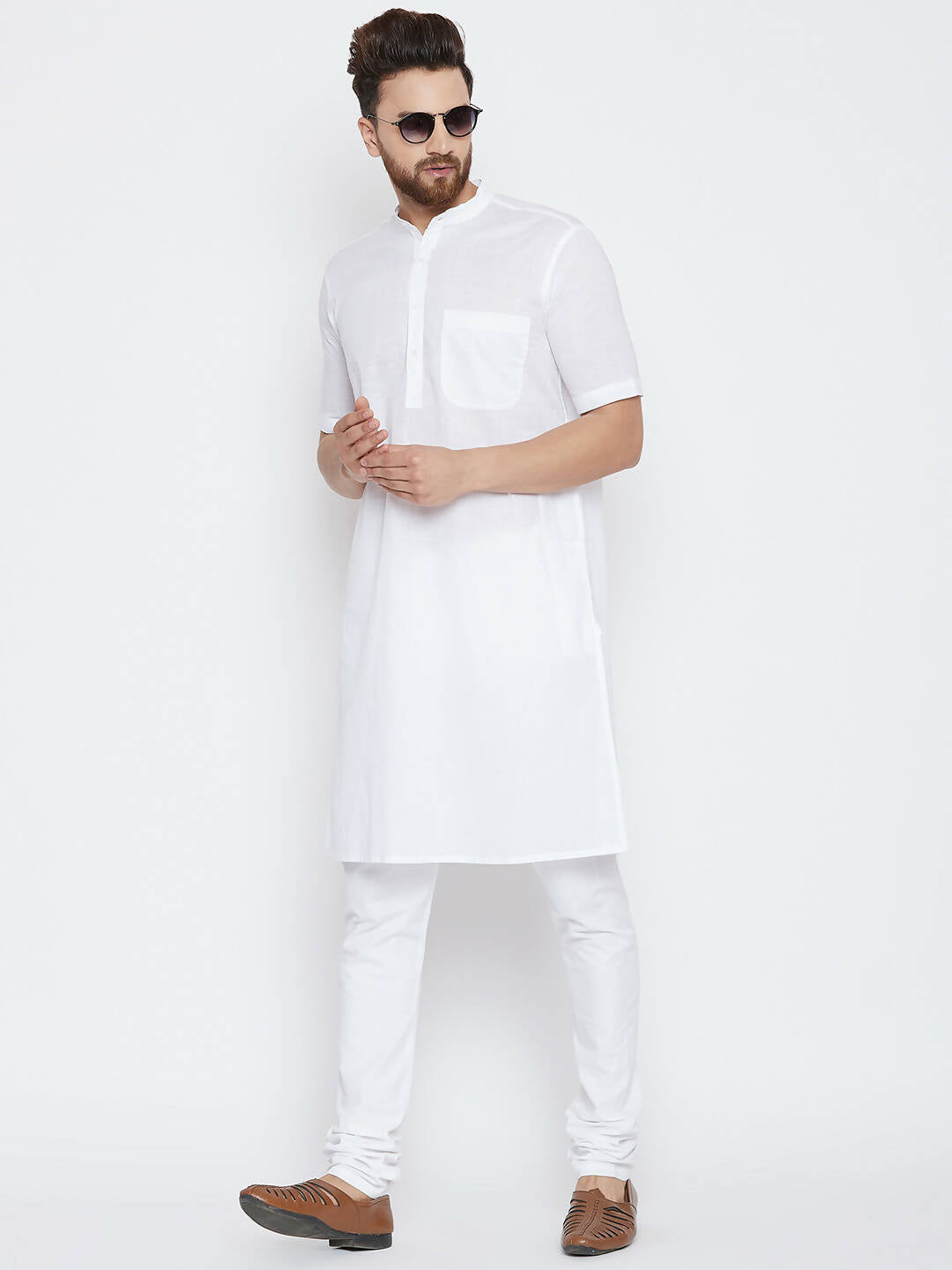 Even Apparels White Color Pure Cotton Men's Kurta With Band Collar - Distacart