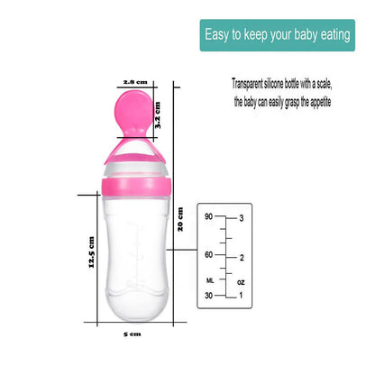 Goodmunchkins Silicone Spoon Food Feeder Silicone Bottle for Babies-Pink - Distacart