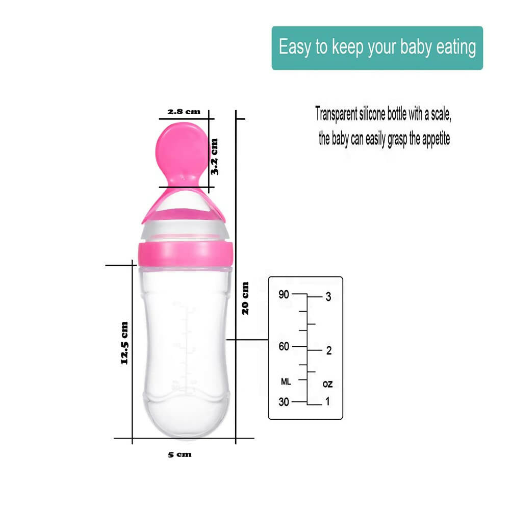 Goodmunchkins Silicone Spoon Food Feeder Silicone Bottle for Babies-Pink - Distacart
