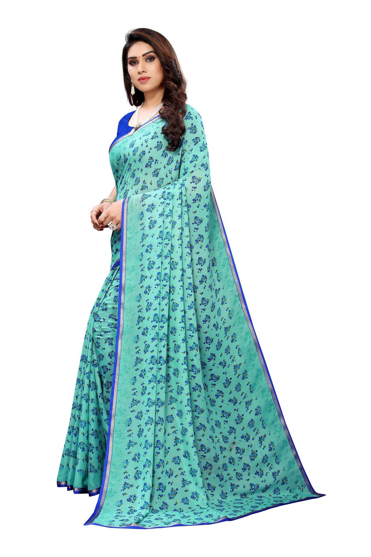 Vamika Ethnic Fire Rama Printed With Lace Saree - Distacart