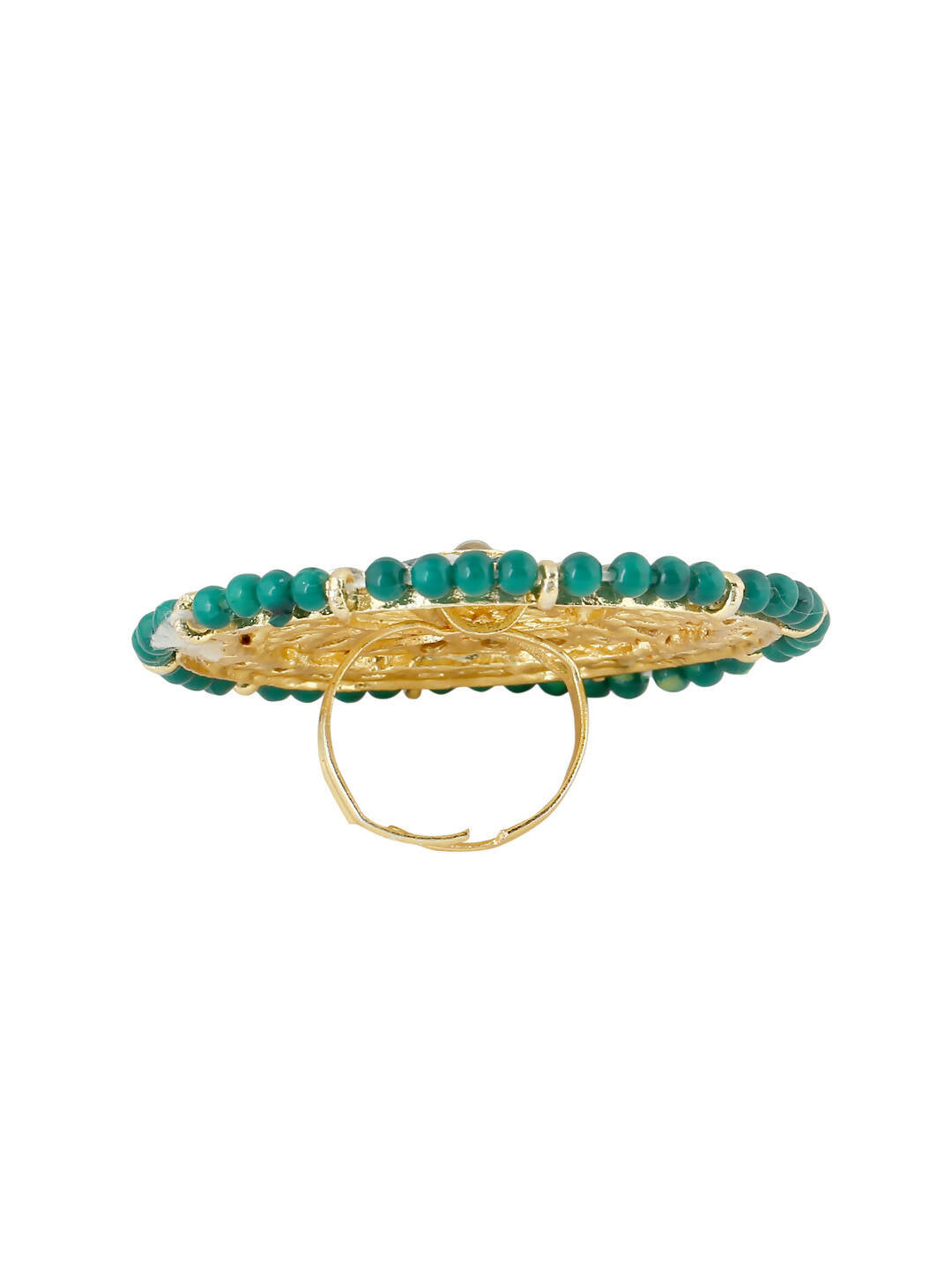 NVR Women's Traditional Ethnic Kundan Meenakari Gold Plated Ajustable Finger Ring - Distacart