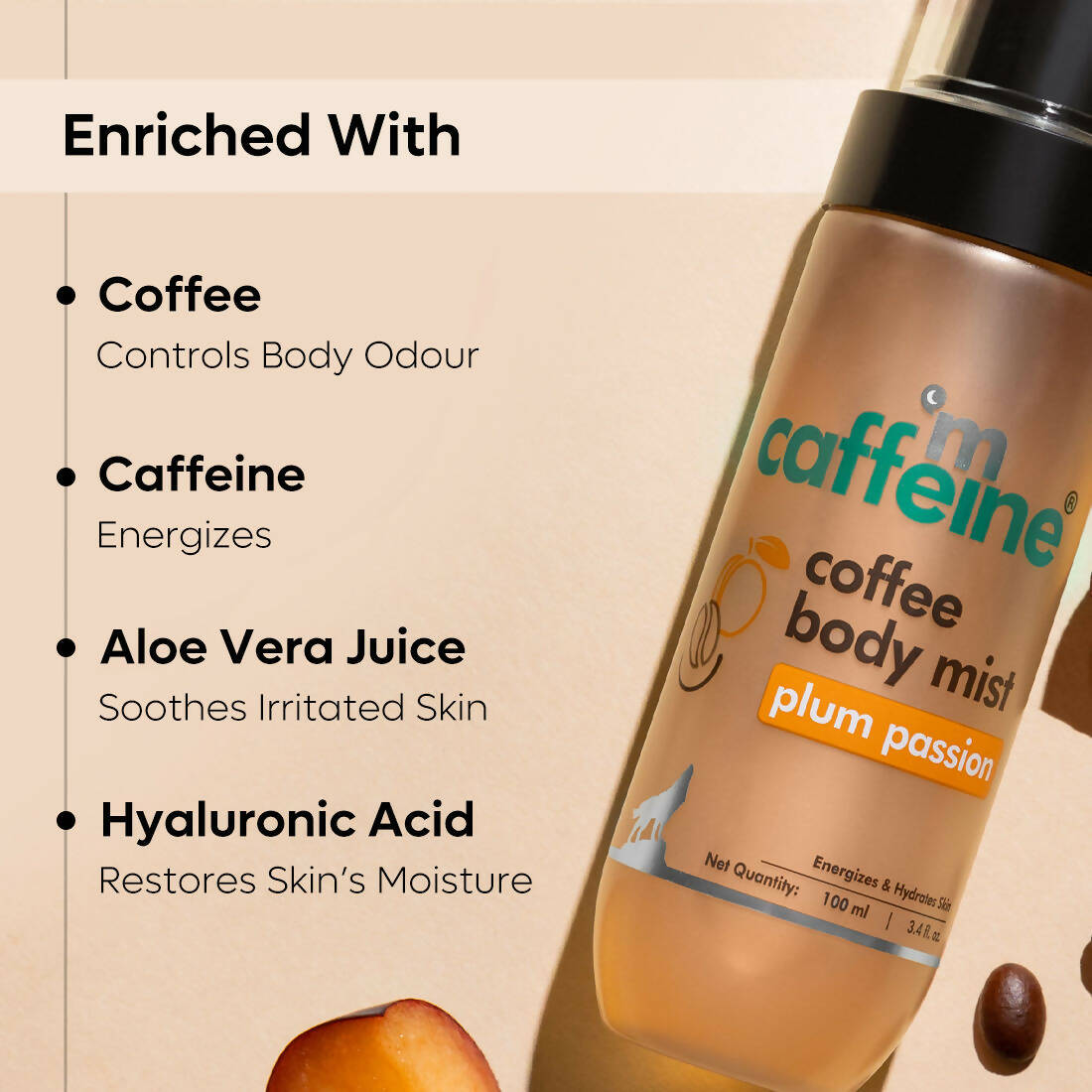 mCaffeine Plum Passion Energizing Coffee Body Mist - Distacart