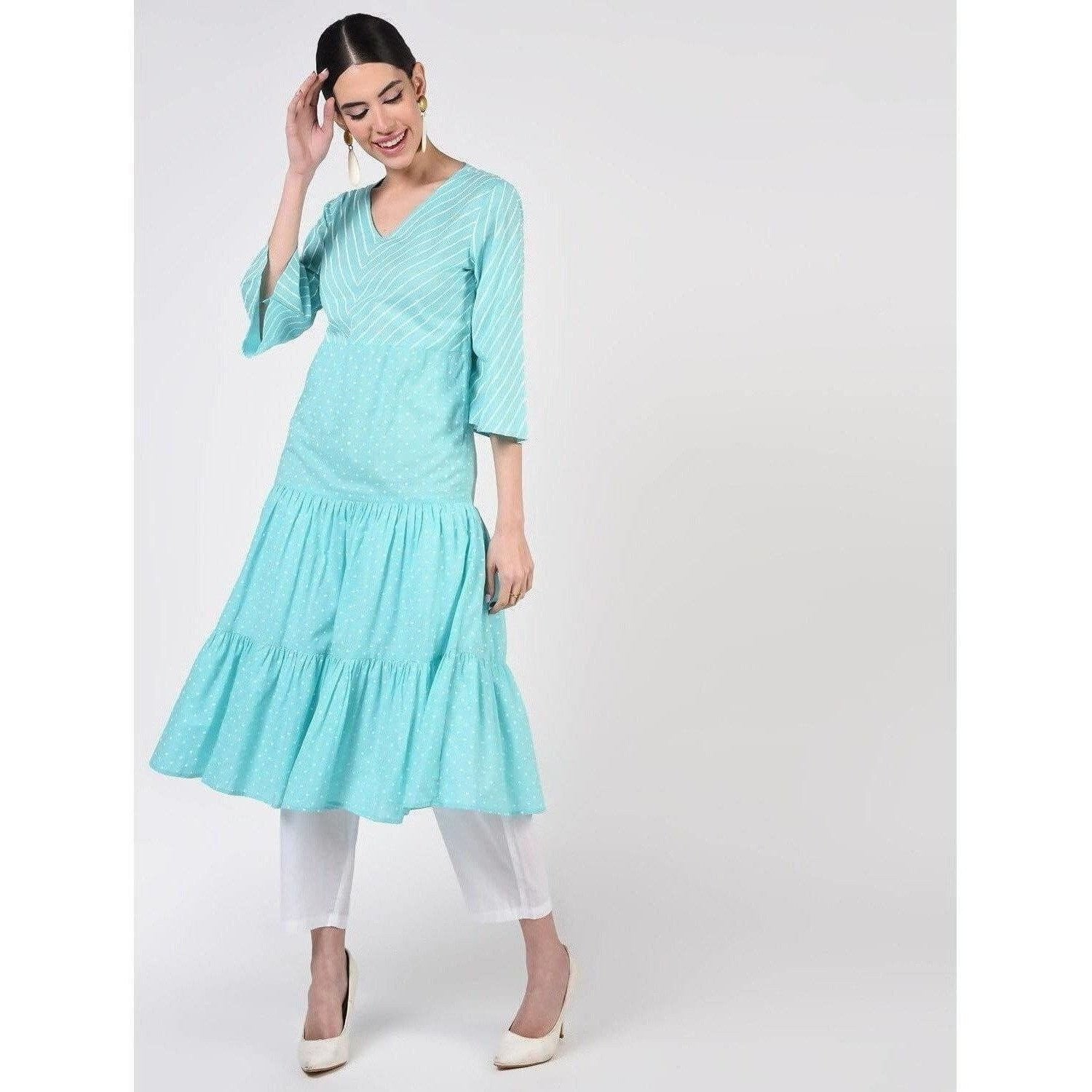 Cheera Women's A-Line Khadi Print Kurta (CH072K)