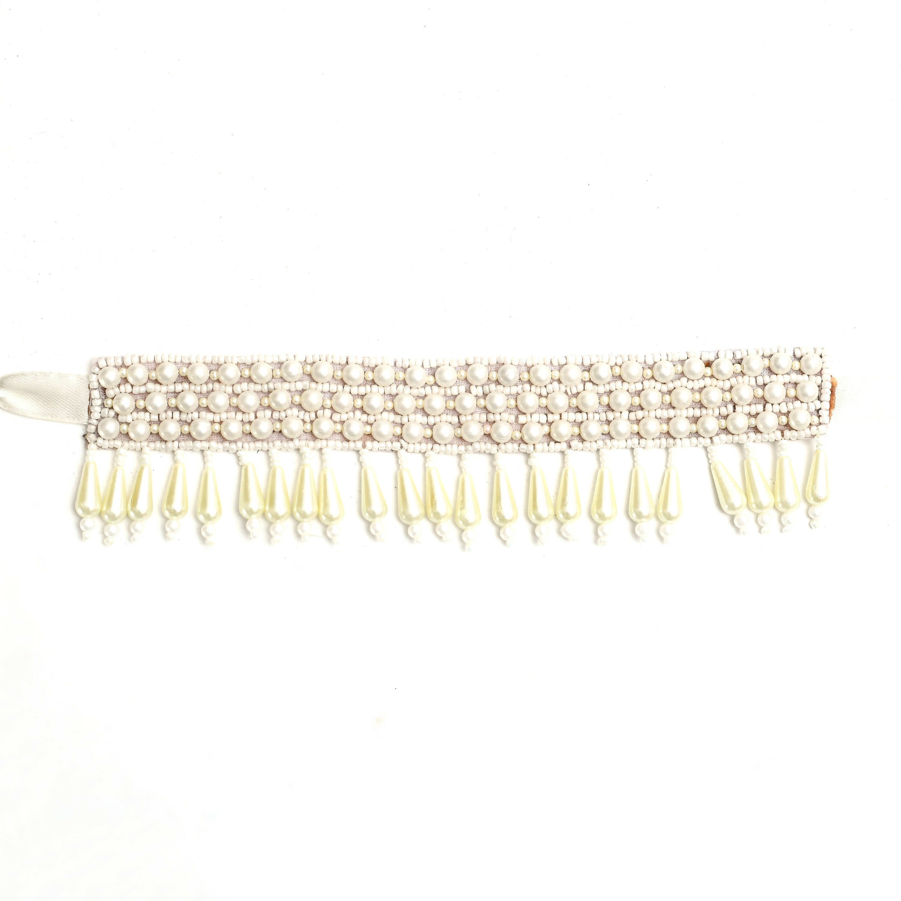 Mominos Fashion Johar Kamal Off White Handicraft Pearls Necklace with Earrings For Women - Distacart