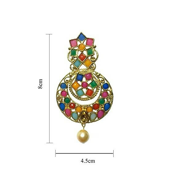 Tiaraa Multicolor Stone Golden Fashion Earrings - Distacart