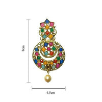 Thumbnail for Tiaraa Multicolor Stone Golden Fashion Earrings - Distacart