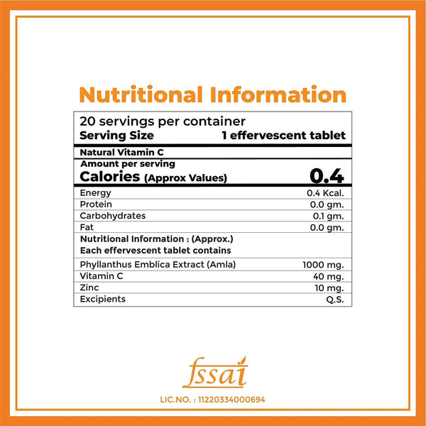 Boldfit Natural Vitamin C 1000mg Effervescent Tablets (Orange Flavor) - Distacart