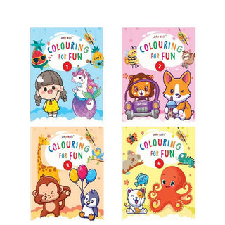 Jolly Kids Colouring for Fun Books A| Set of 4| Each Book 64 Images|Colouring & Painting Books for Kids|Ages 3-8 Year - Distacart