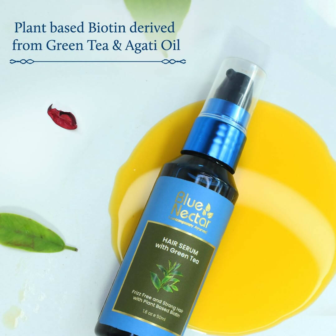 Blue Nectar Green Tea Hair Serum for Dry Frizzy Hair - Distacart