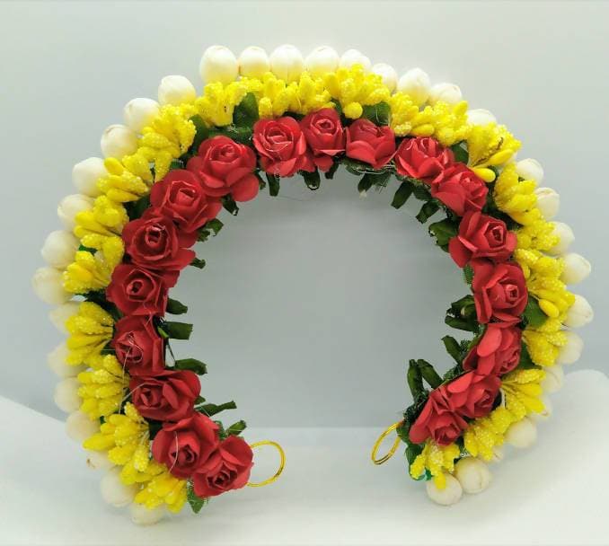 Red flower on sale hair garland