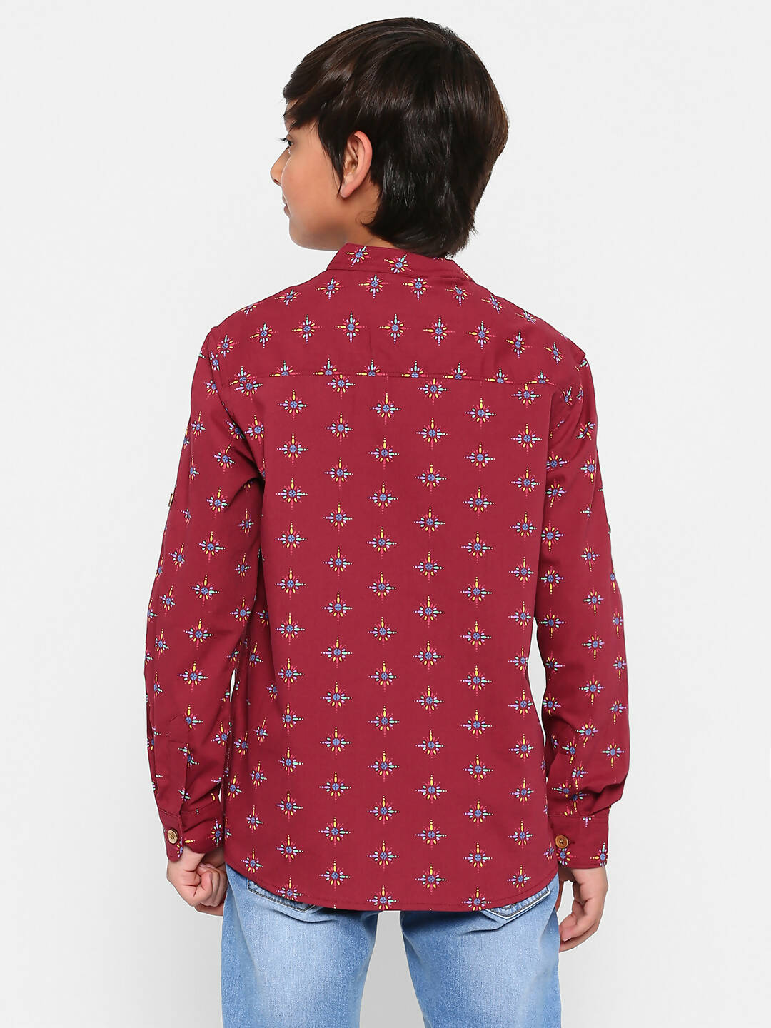Manet Ethnic Full Sleeves Printed Shirt - Maroon - Distacart