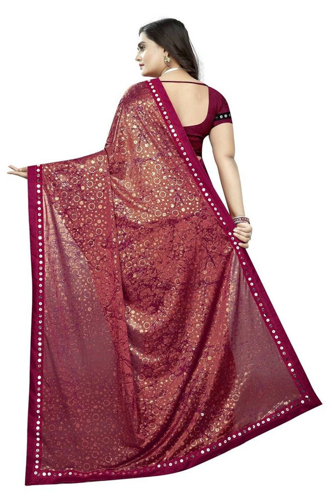 Vamika Red Lycra Designer Saree