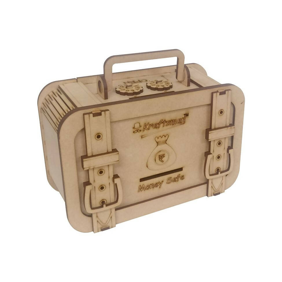 Kraftsman Wooden Money Safe For Kids And Adults | Make In India | Briefcase Style - Distacart