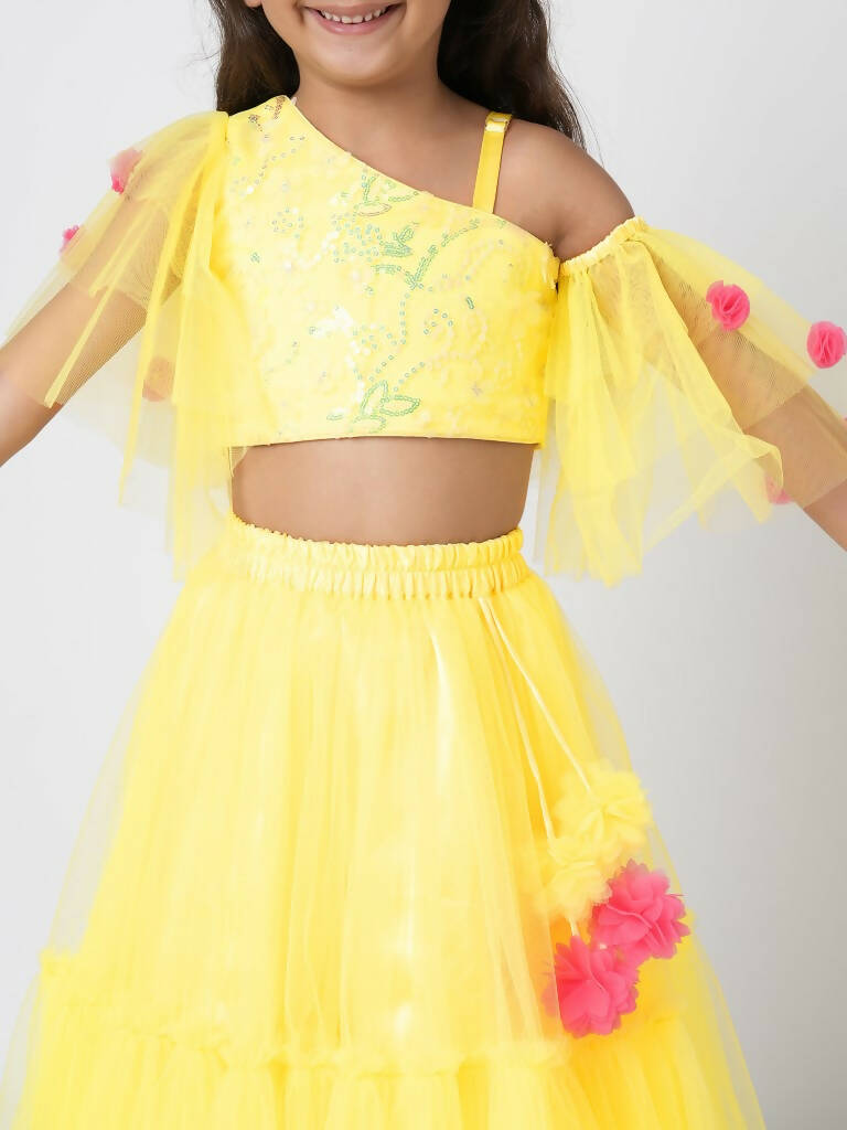 Lil Drama Girls Choli With Ghaghra Set - Yellow - Distacart