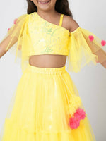 Thumbnail for Lil Drama Girls Choli With Ghaghra Set - Yellow - Distacart