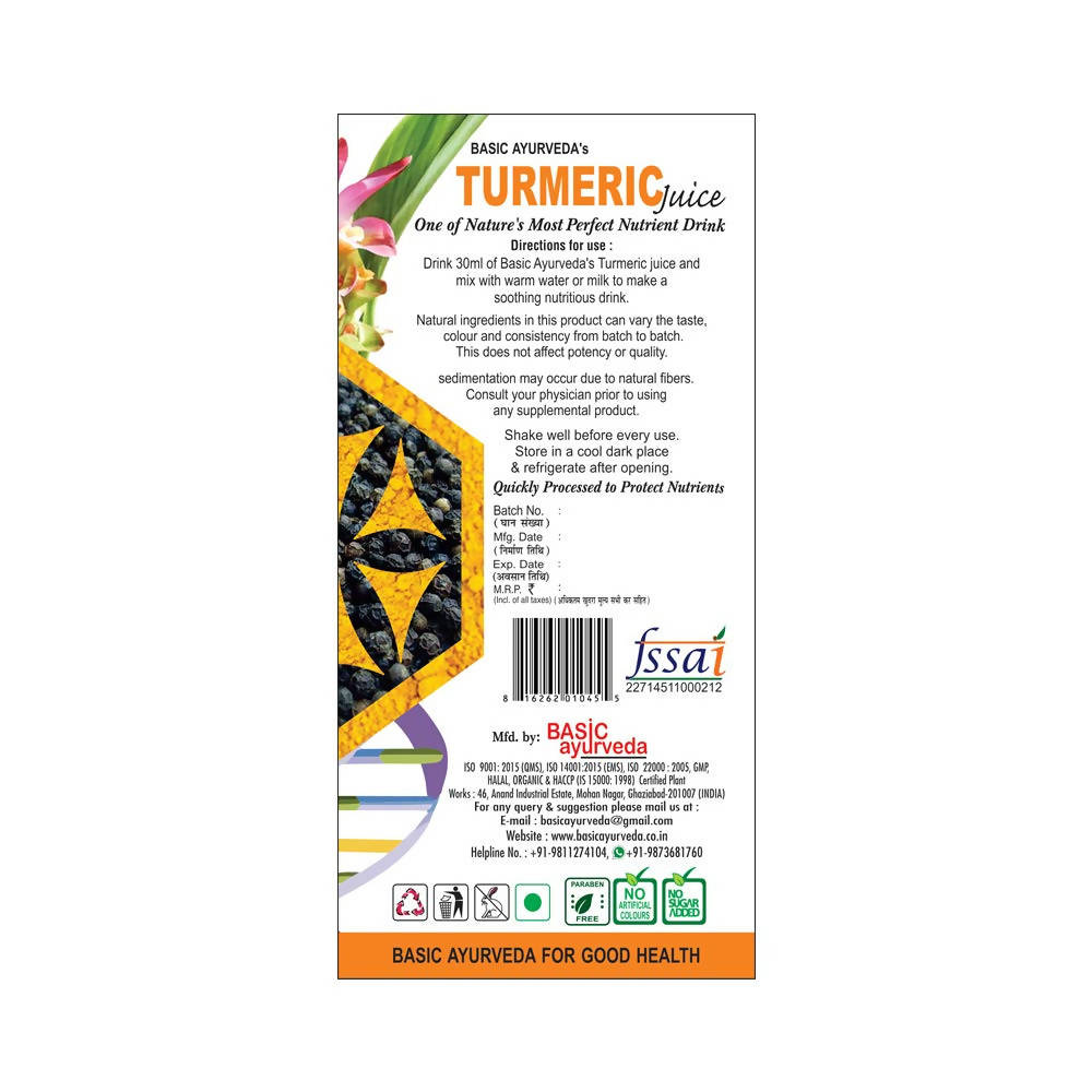 Basic Ayurveda Turmeric Juice Directions