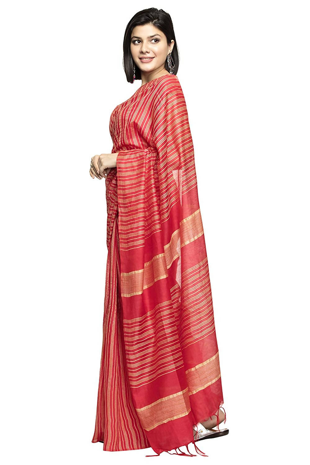 Mominos Fashion Red Color Bhagalpuri Saree