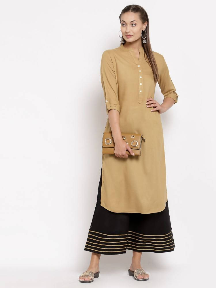 Myshka Women's Black Cotton Solid Casual Palazzo