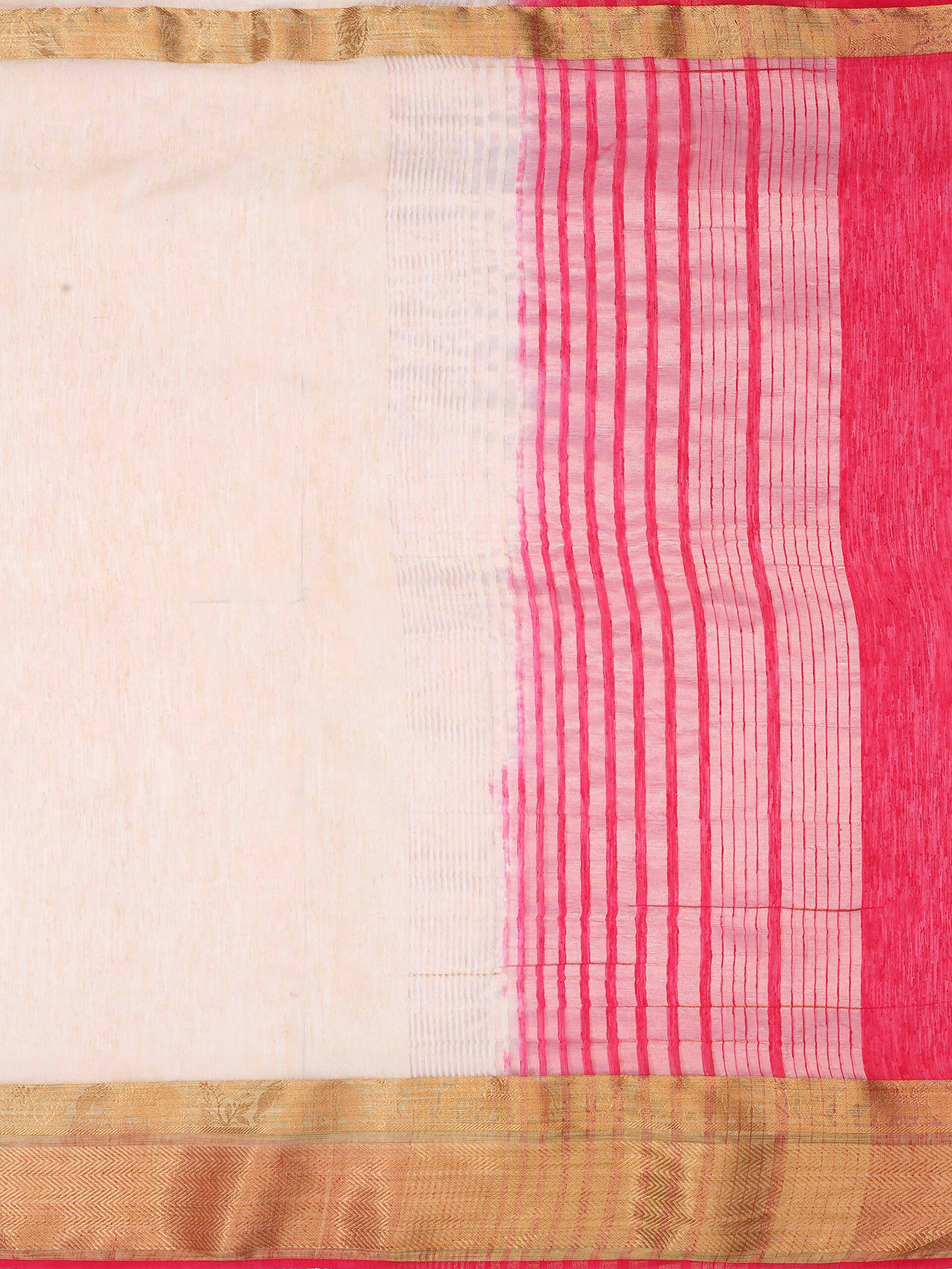 Mimosa Women's Beige Kanchipuram Linen Saree - Distacart