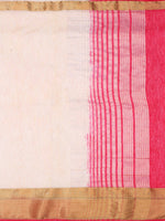 Thumbnail for Mimosa Women's Beige Kanchipuram Linen Saree - Distacart