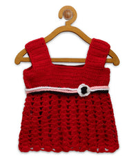 Thumbnail for Chutput Kids Red Ice Cream Design Solid Wool Frock - Distacart