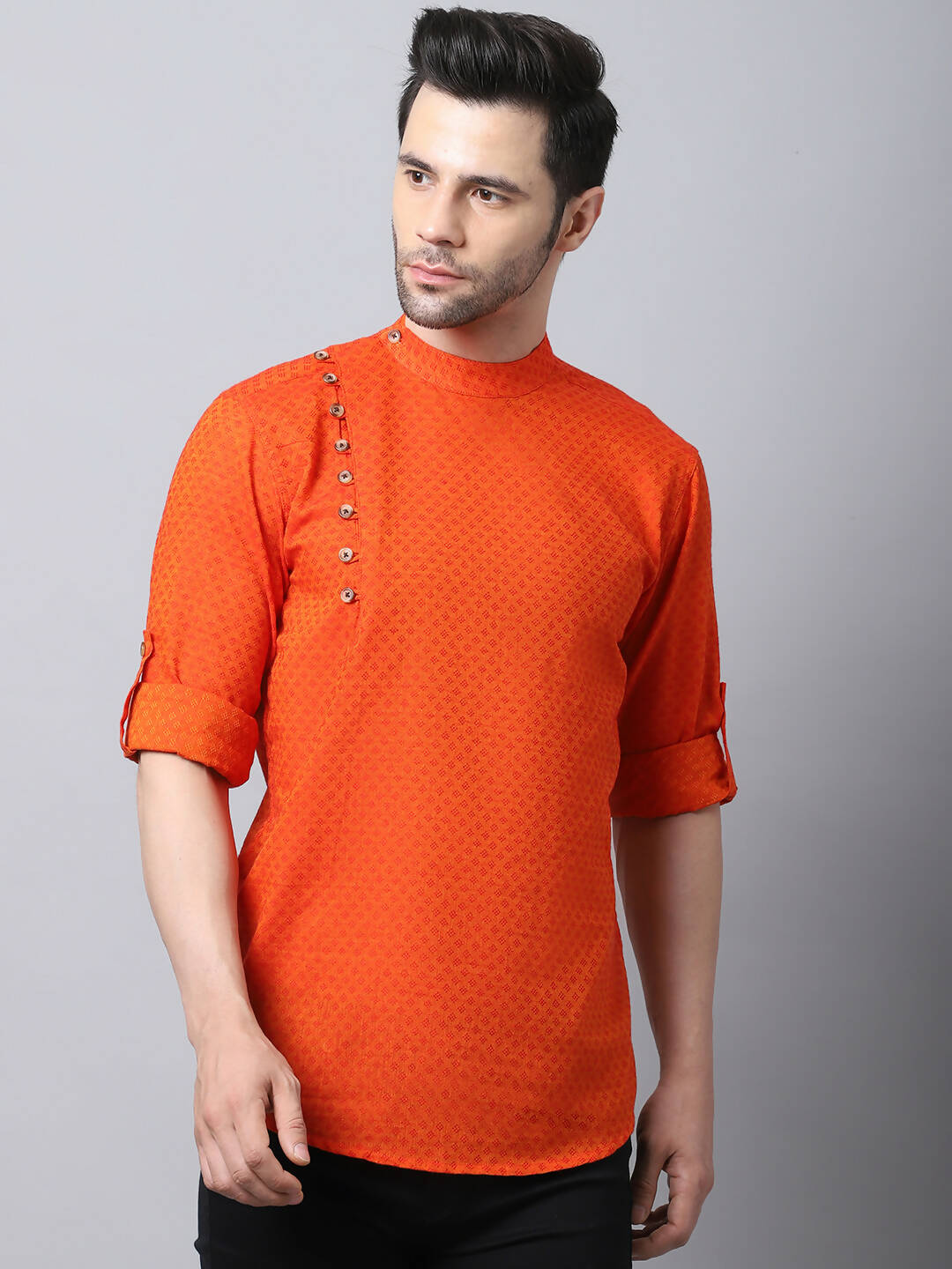 Even Apparels Orange Pure Cotton Kurta With Side Placket - Distacart
