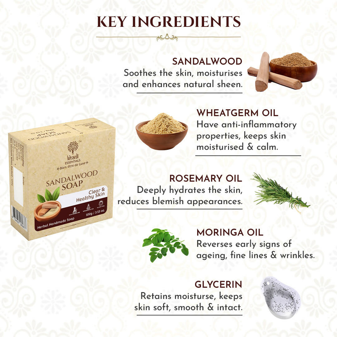 Khadi Essentials Sandalwood Herbal Handmade Soap - Distacart