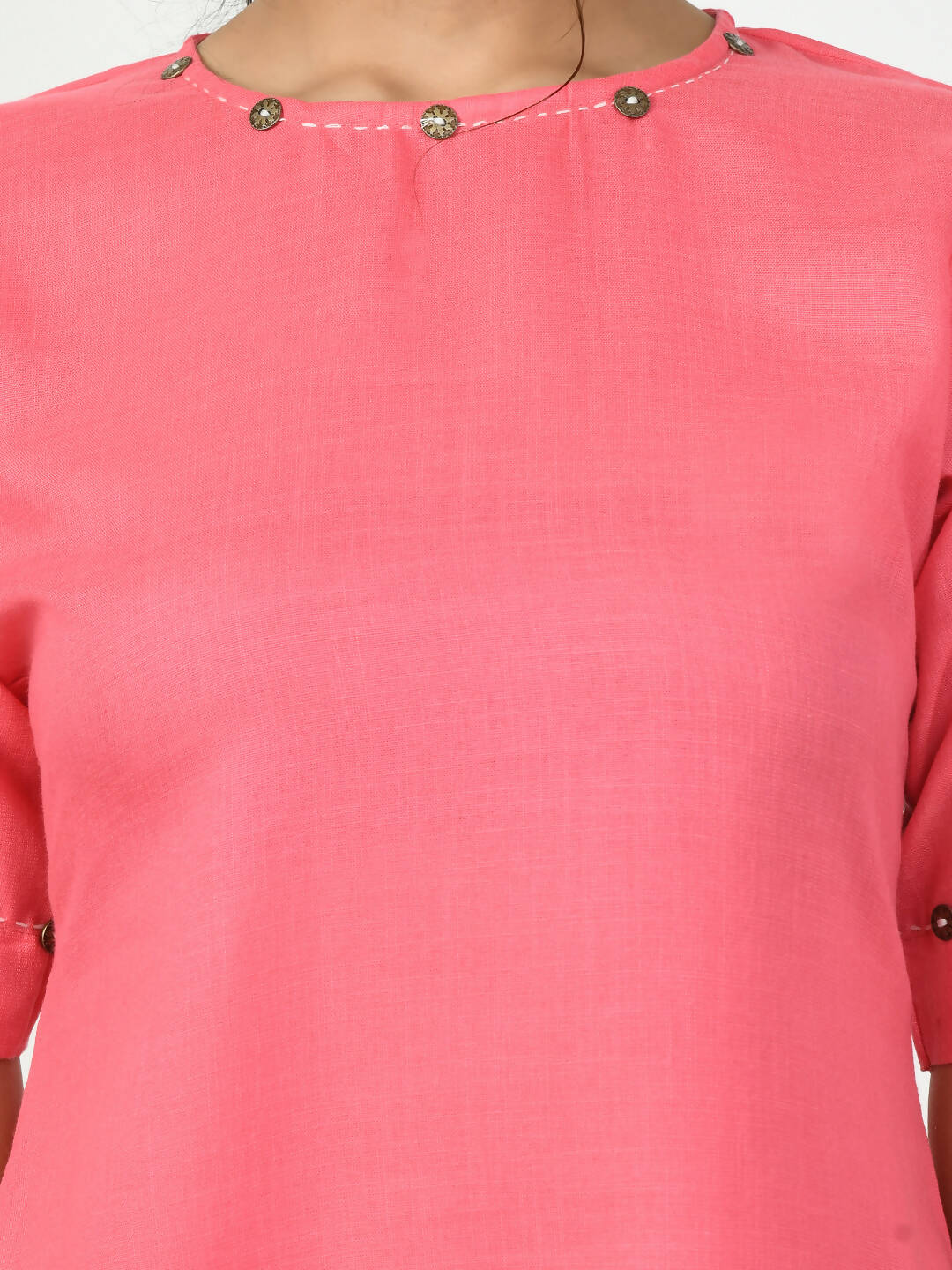 Myshka Women's Pink A-Line Solid Kurta - Distacart