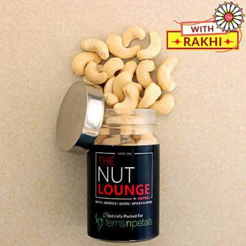 Ferns N Petals Set of 2 Rudraksha Rakhi and Cashew Jar Combo