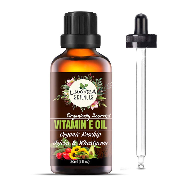 Luxura Sciences Organic Essential Oils for Skin Brightening & Tightening - Rosehip Oil, Argan Oil, Grape Seed Oil, Turmeric Oil, Vitamin E Oil - Distacart