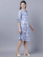 Thumbnail for Myshka Women White Blue Printed A-Line Dress - Distacart