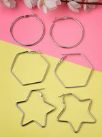 Thumbnail for NVR Women Gold-Toned Geometric Hoop Earrings - Distacart