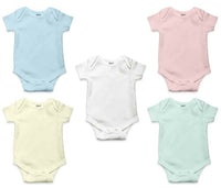 Thumbnail for AHC Soft Cotton Short-Sleeve Bodysuits Solid Onesies New Born Infant Dress - Grey/Blue/Green/Pink/Yellow - Distacart