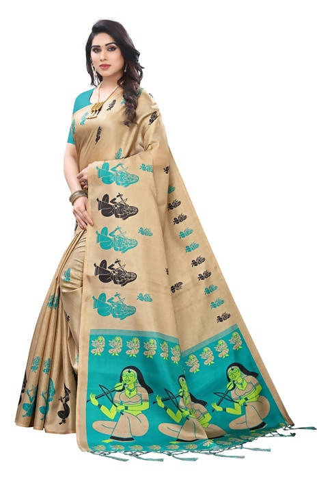 Vamika Brown Kalamkari Print With Jhalar Khadi Silk Saree (SHABRI RAMA )