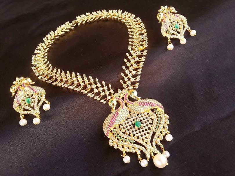 Multicolor AD Peacock Jewelry