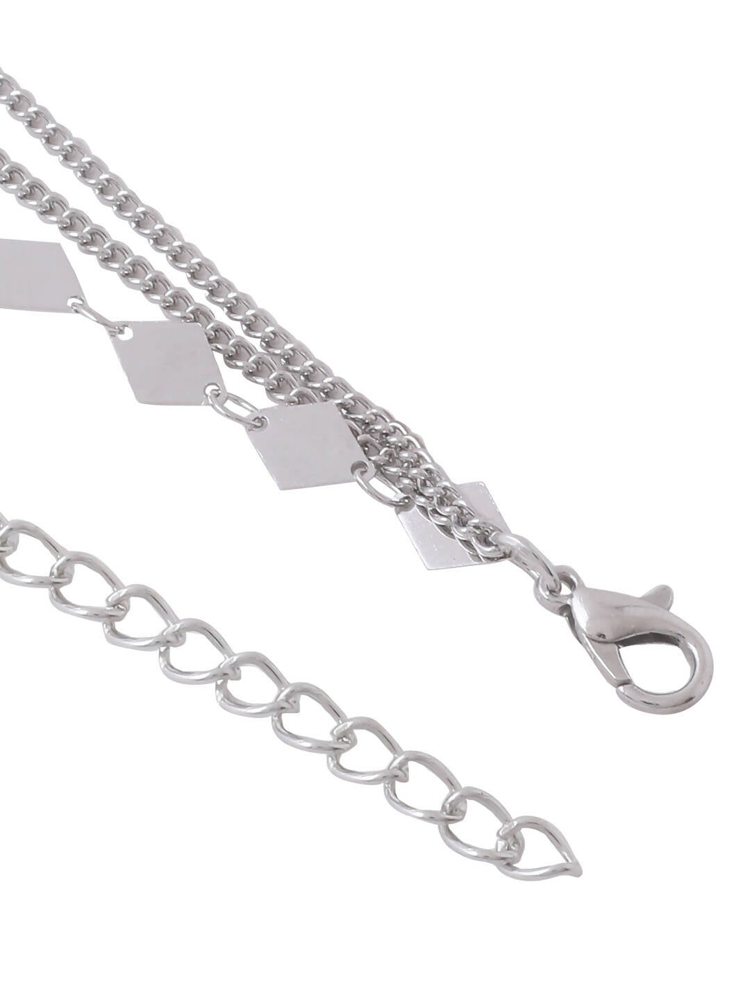 NVR Women's 3 Layered Silver-Plated Minimal Layered Necklace - Distacart