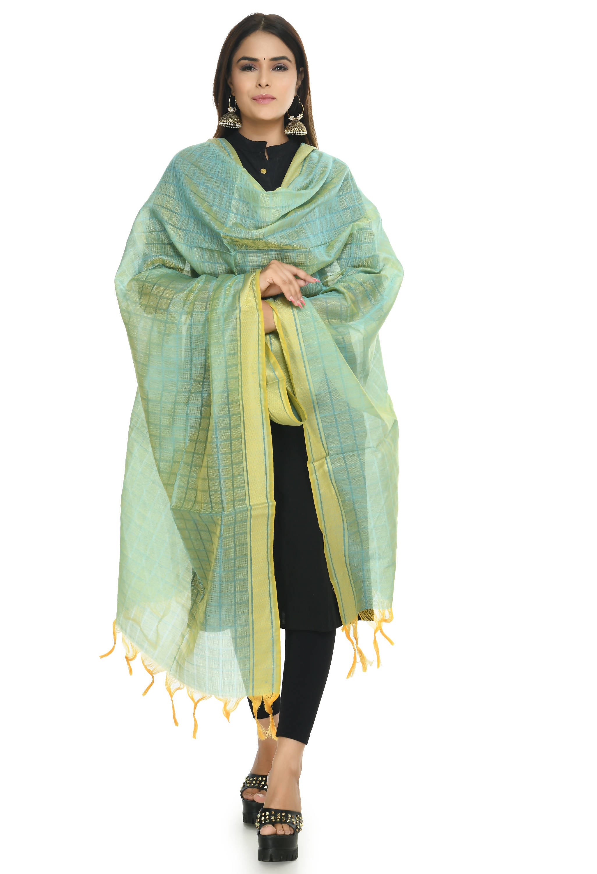 Mominos Fashion Moeza Handloom Cotton Sky Blue Dupatta - Distacart