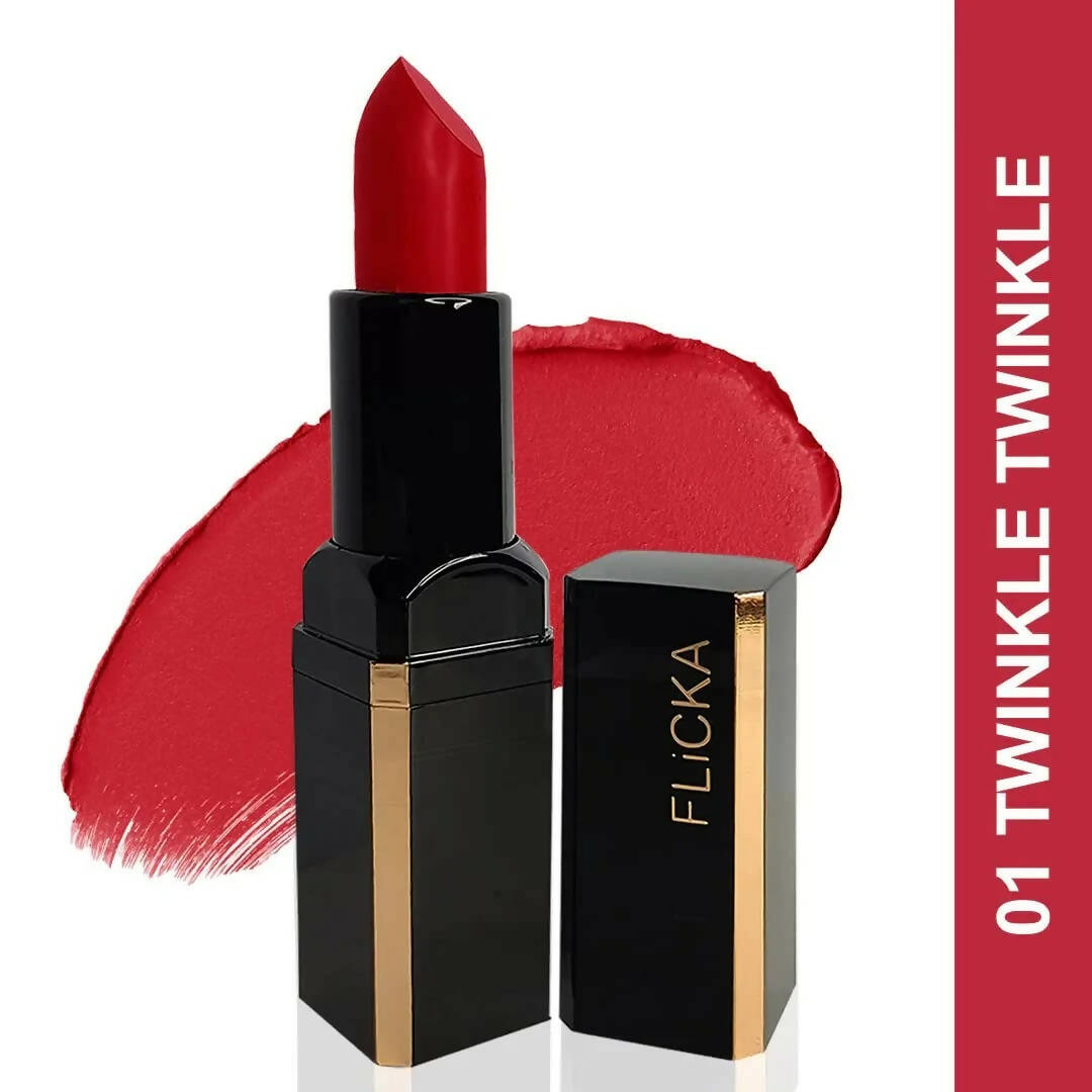 FLiCKA Lip Poetry Matte Lipstick Shade 01 Twinkle Twinkle - Crimson Red - Distacart