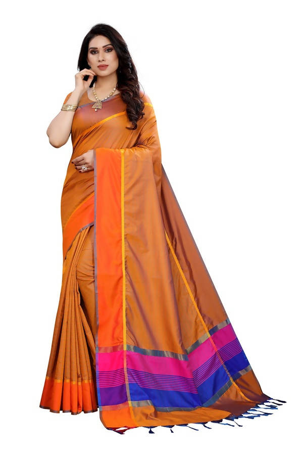 Vamika Orange Cotton Silk Weaving Saree (Binita Orange)