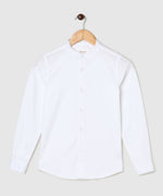 Thumbnail for Manet Boys Mandarin Collar Full Sleeves Melange Shirt - White - Distacart