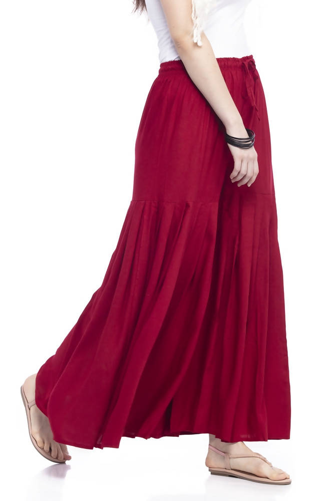 Mominos Fashion Reyon Cotton Maroon Palazzo - Distacart