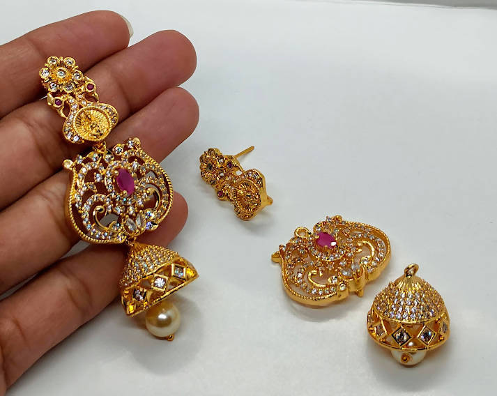 Designer Temple 4 in 1 Earrings