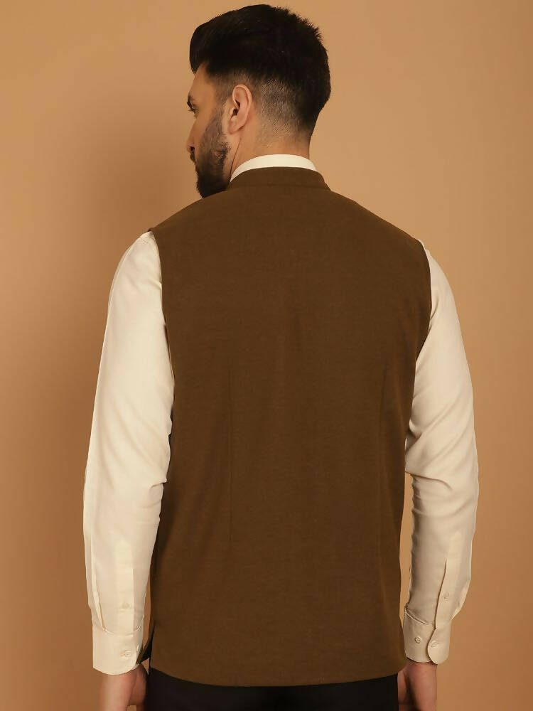 Even Apparels Pure Wool Nehru Jacket - Green - Distacart