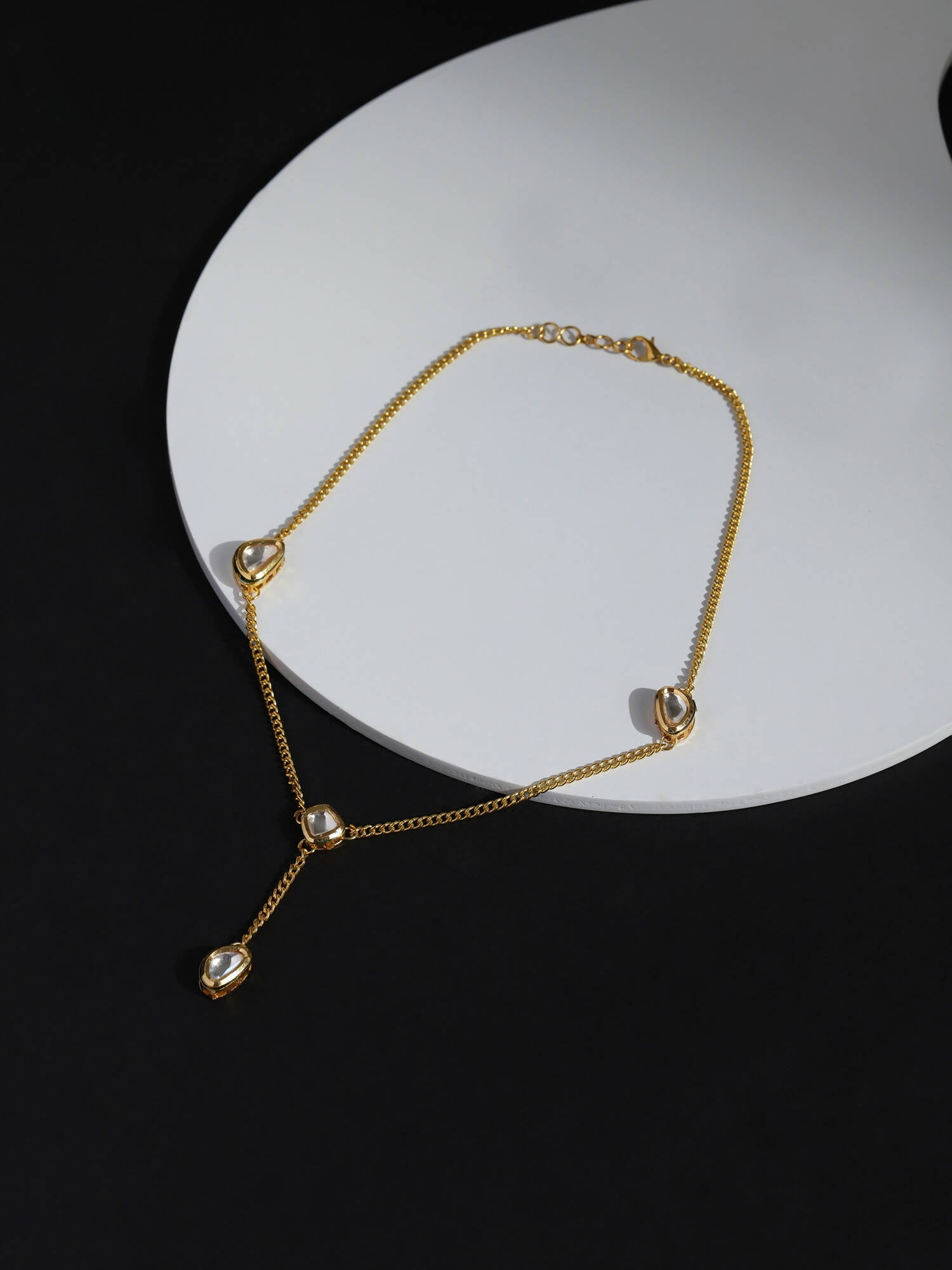 Gold-Toned White Brass Gold-Plated Necklace - Ruby Raang - Distacart